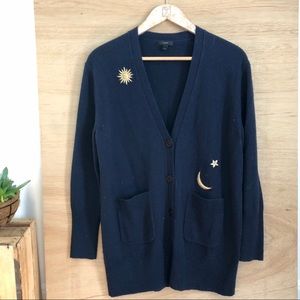J Crew Boyfriend Cardigan with Moon & Stars